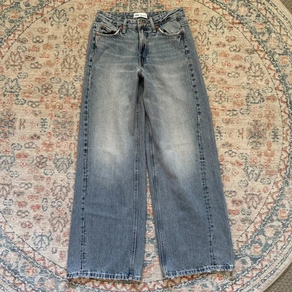 Zara Wide Leg Denim Jeans — Size 2 - Picture 2 of 6